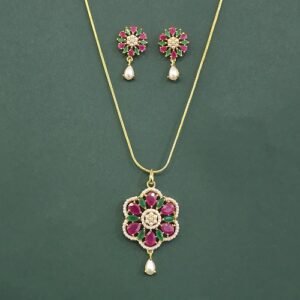 Cubic Zirconia Pearl Pendant Set