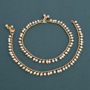 231247 Antique Moti Payal With Gold Plating