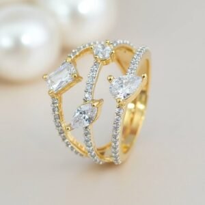 442611 Adjustable Ring With Rhodium 2 Tone Plating
