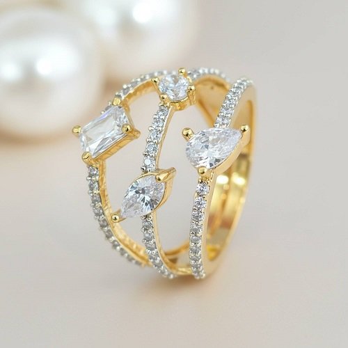 442611 Adjustable Ring With Rhodium 2 Tone Plating
