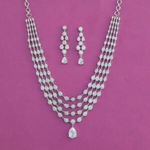 444376 American Diamond 4 Line Necklace