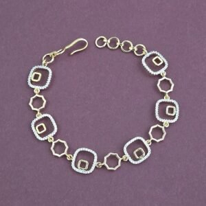 Adjustable Bracelet With Mehndi 2 Tone Rhodium Plating (2)