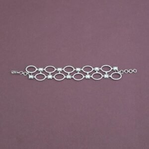 Adjustable Bracelet With Mehndi 2 Tone Rhodium Plating